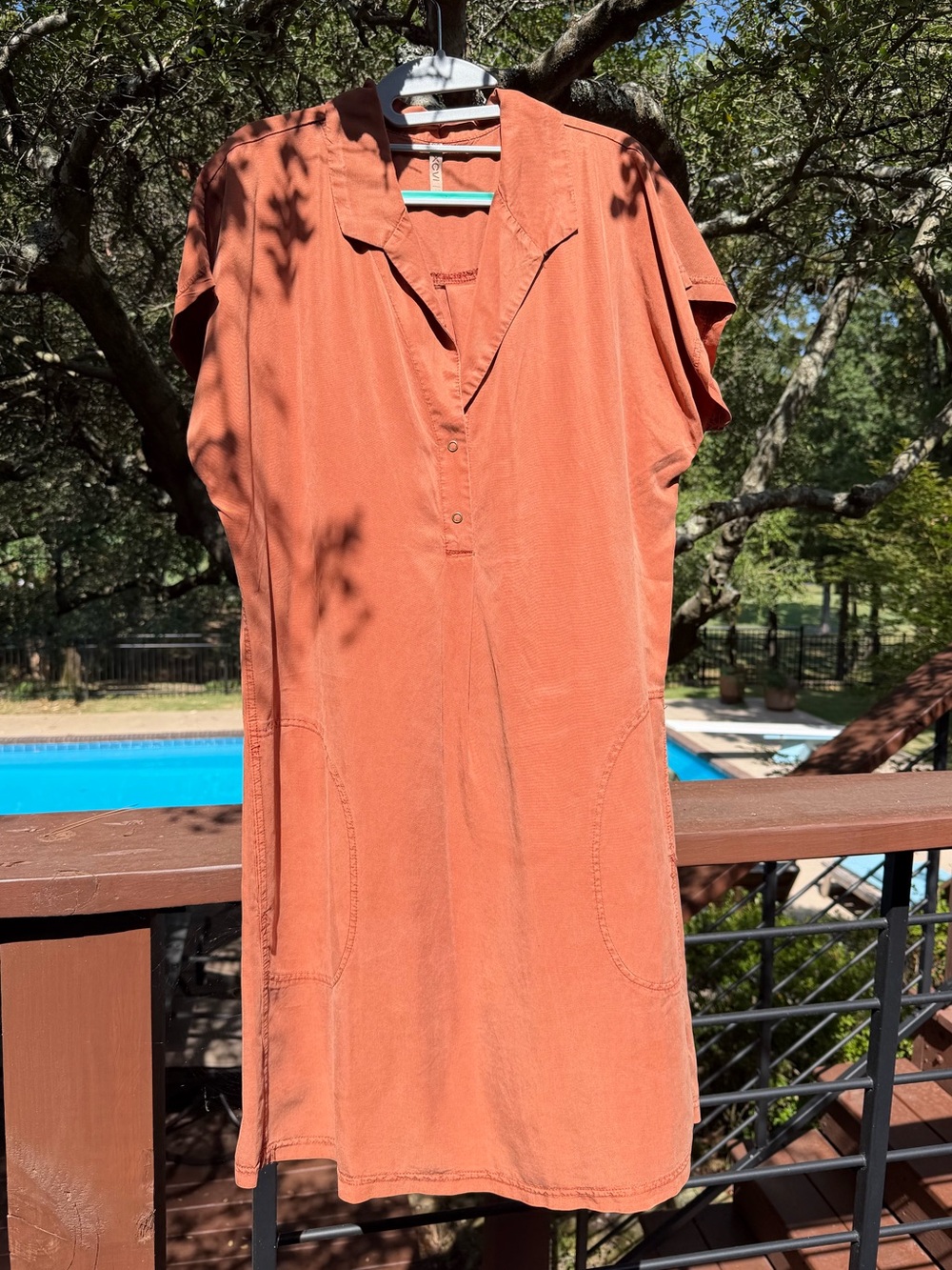 XCVI -Rust Short-Sleeve Shirt Dress - Large